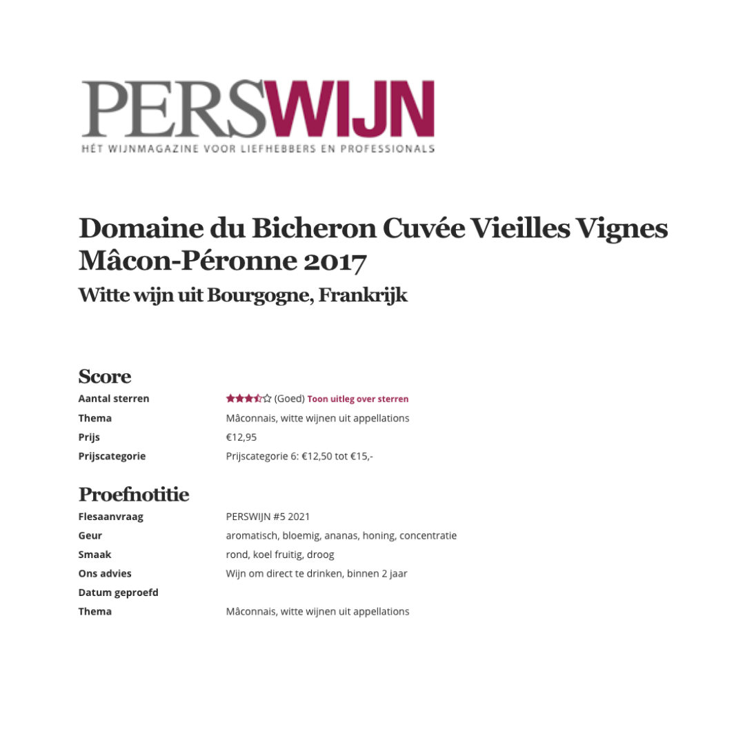 Domaine du Bicheron Mâcon-Péronne Vieilles Vignes 2020
