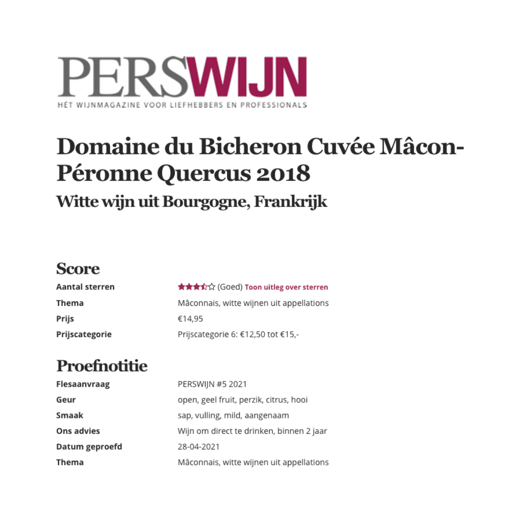 Domaine du Bicheron Mâcon-Péronne Quercus 2019