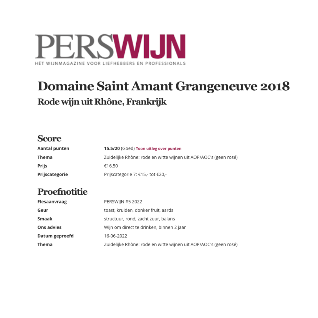 Domaine Saint Amant Grangeneuve 2018