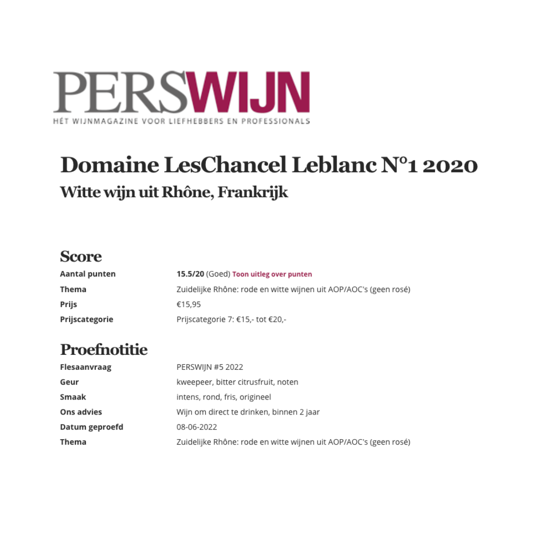 Les Chancel LeBlanc No1 2021